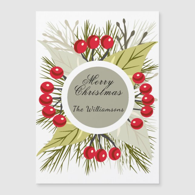 Elegant Editable Christmas/Holiday Magnetic Card (Frente)