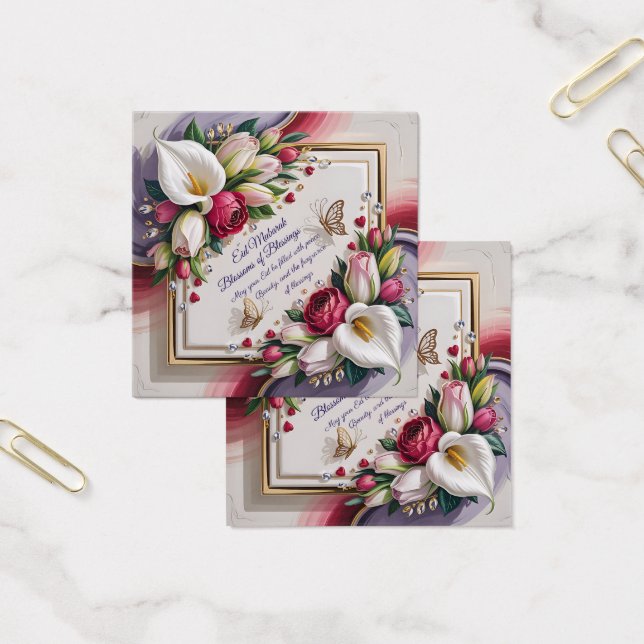 Elegant Eid Al Adha Greeting Card with White Calla (Escritótio)