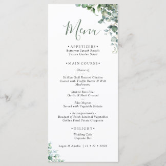 Elegant Eucalyptus Greenery Wedding Menu