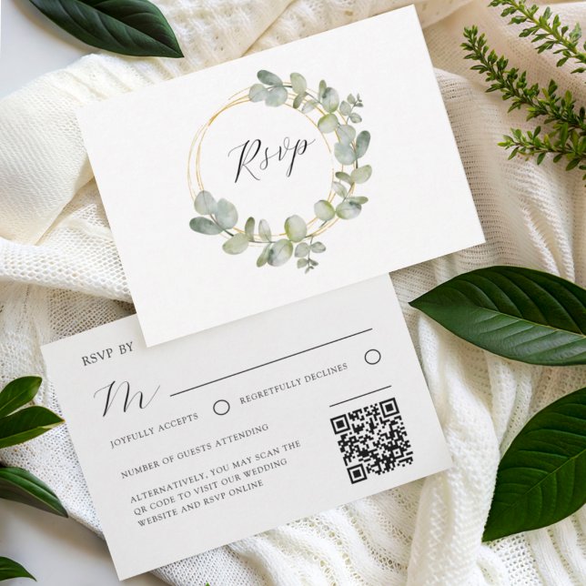 Elegant Eucalyptus Wreath Wedding RSVP (Criador carregado)