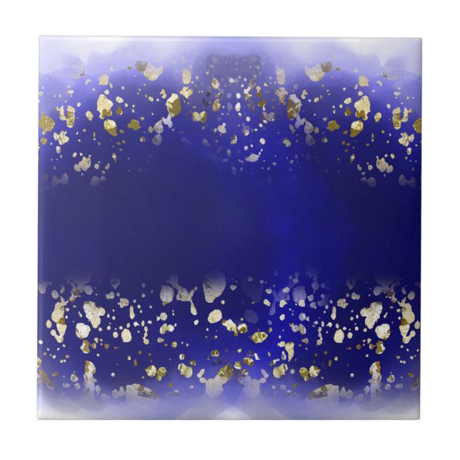 Elegant Faux Gold Glitter sparkle Blue  (Frente)