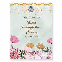 Elegant Floral Annaprashan Welcome Sign Poster 