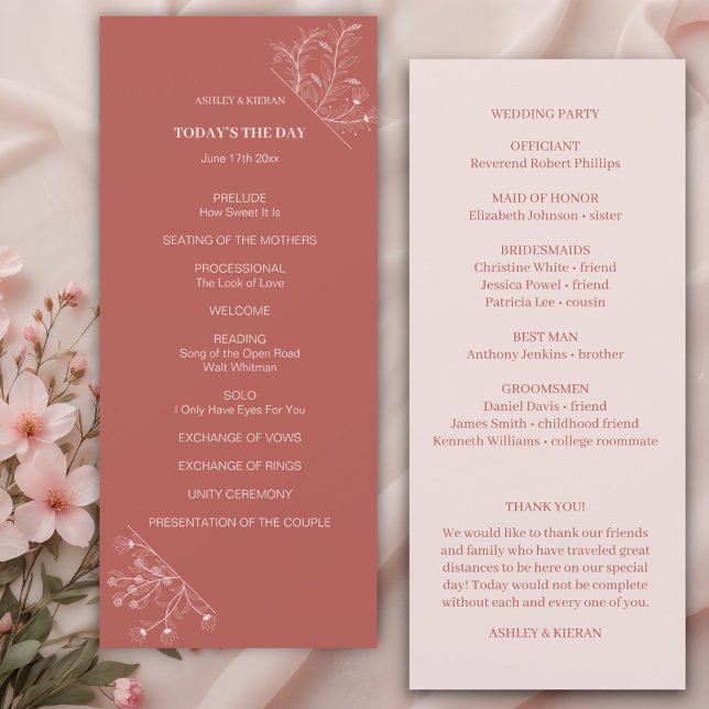 Elegant Floral Boho Wedding Program (Criador carregado)