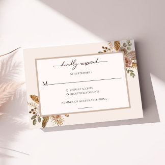 Elegant Floral Boho Wedding RSVP Response Card