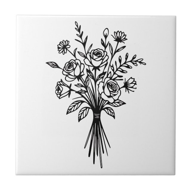 Elegant Floral Bouquet Line Art (Frente)
