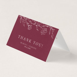 Elegant Floral Burgundy Wedding Folded Thank You