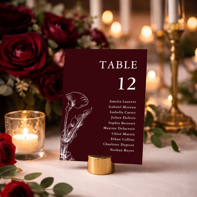 Elegant Floral Burgundy Wedding Seating Chart (Criador carregado)