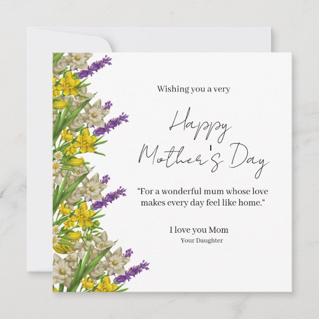 Elegant Floral Happy Mother’s Day Card  (Frente)