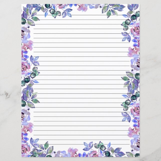 Elegant Floral Monogram Stationery Paper (Frente)