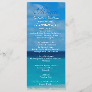 Elegant Floral Ocean Beach Summer Weding Menu