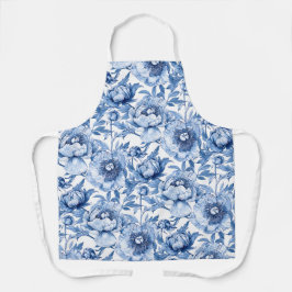 Elegant Floral Pattern Blue and White Chinoiserie