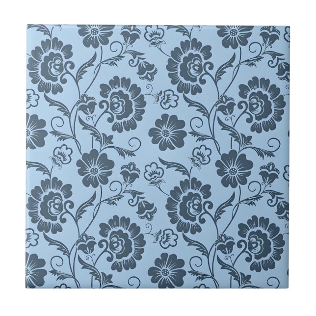 Elegant Floral Pattern on Light Blue Back (Frente)