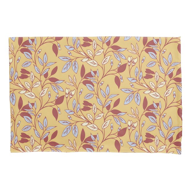 Elegant Floral Pattern with Red and Blue Leaves (Frente-Esquerda)