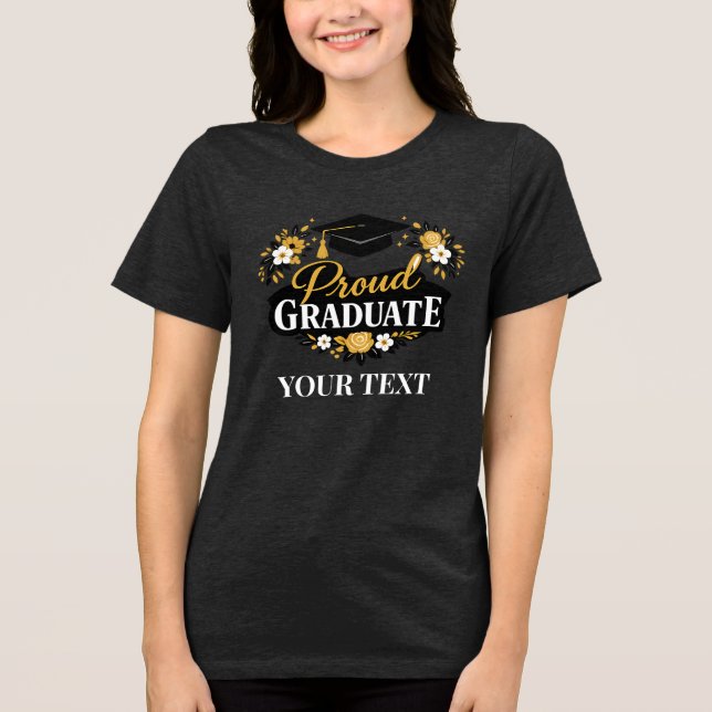 Elegant Floral Proud Graduate Custom Text Women’s (Frente)