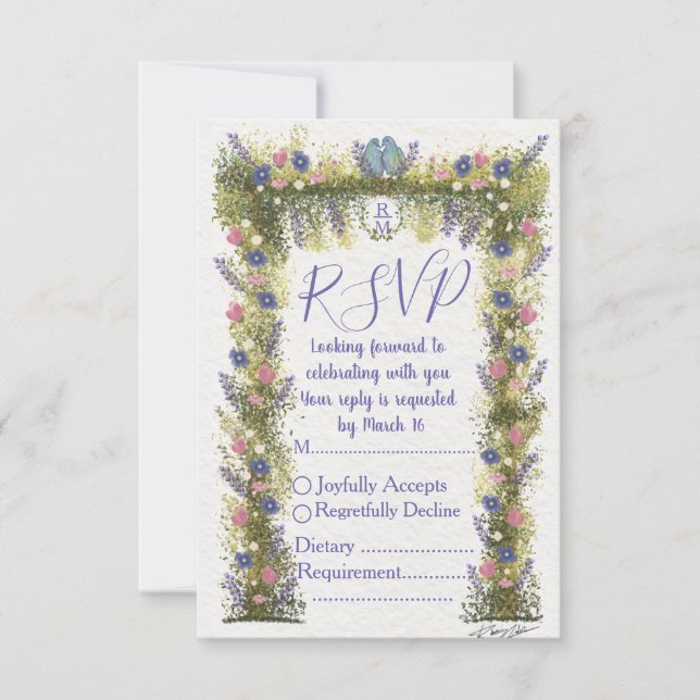 Elegant Floral RSVP Card 5x3.5 - Hand-Drawn Art (Frente)