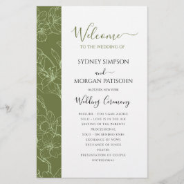 Elegant Floral Sage Green Wedemony Program