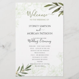 Elegant Floral Sage Green Wedemony Program