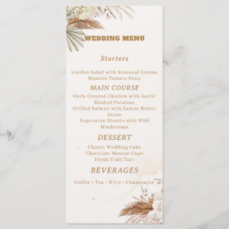 Elegant Floral Wedding Menu Card