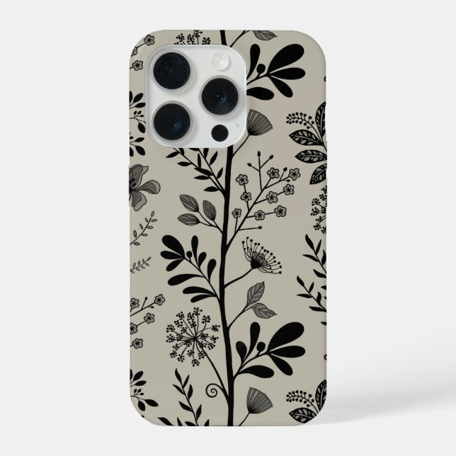 Elegant Flower Garden Reverie Black and Beige (Verso)