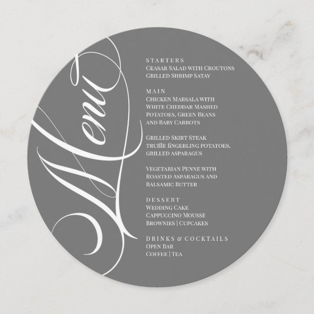 Elegant font modern Menu  (Frente)