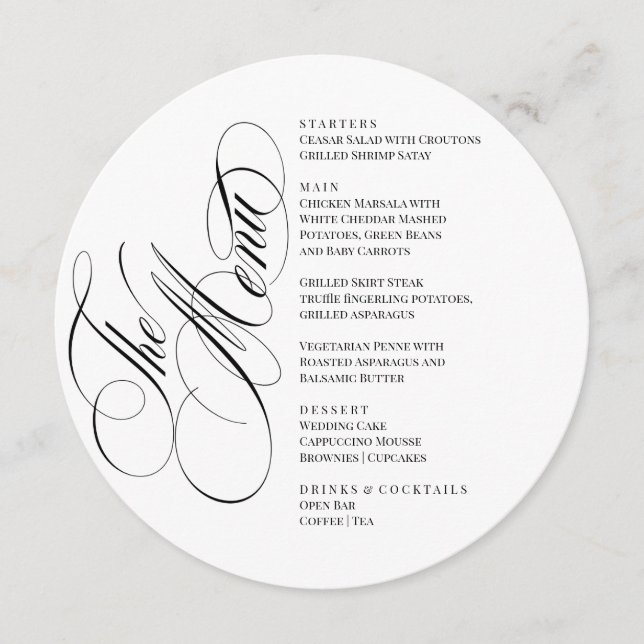 Elegant font modern Menu  (Frente)