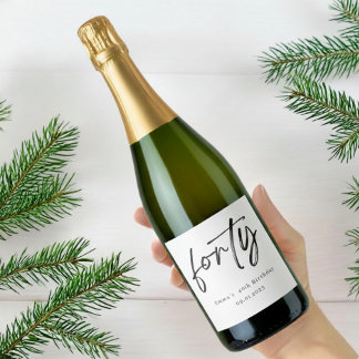 Elegant Forty Birthday Champagne Label