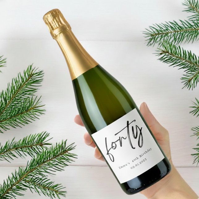 Elegant Forty Birthday Champagne Label (Criador carregado)