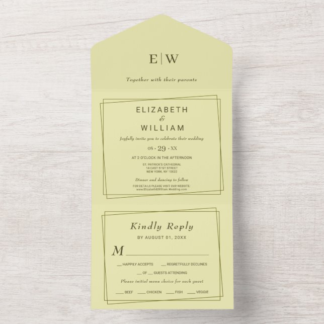 Elegant Frame on Celestial Yellow Monogram Wedding (Inside)