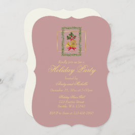 Elegant French Horn Christmas Mauve Flat Card