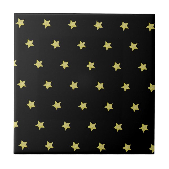 Elegant Gold & Black Star Pattern  (Frente)