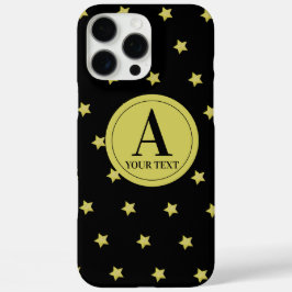 Elegant Gold & Black Star Pattern Monogram