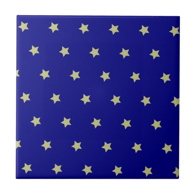 Elegant Gold & Blue Star Pattern  (Frente)