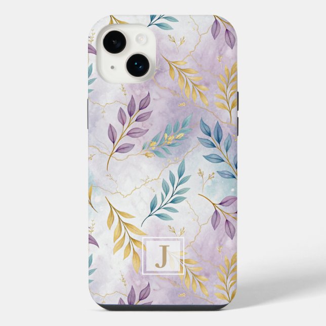 Elegant Gold Botanical Marble Mongram (Verso)