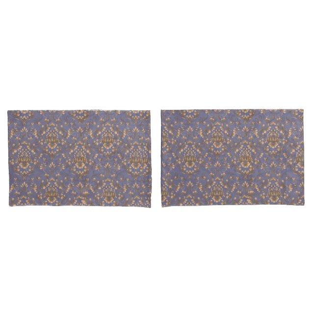 Elegant Gold Damask Pillow Case | Vintage Periwink (Frente - conjunto)