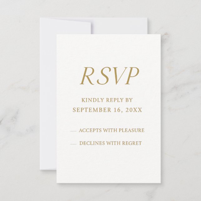 Elegant Gold Digital RSVP Card | Minimalist Weddin (Frente)