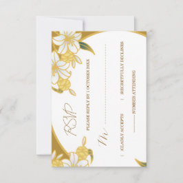  Elegant Gold Floral RSVP Card – Luxury Wedding & 