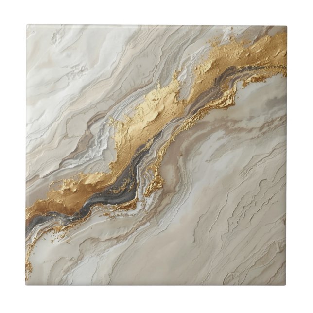 Elegant Gold Marble Flow – Azulejo Cerâmico de Lux (Frente)