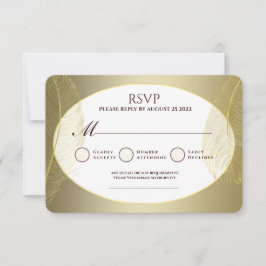 Elegant Gold Oval Feather RSVP Card