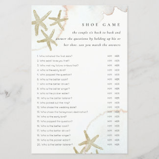 Elegant Gold Starfish Shoe Game Bridal Shower Game