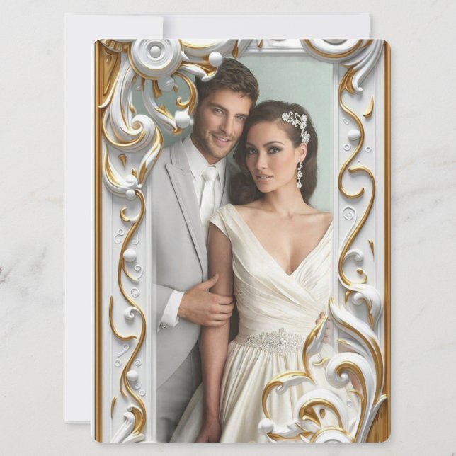 "Elegant Golden Botanical Wedding Invitation - Foi (Verso)