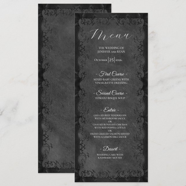Elegant Gothic Wedding Menu (Frente/Verso)