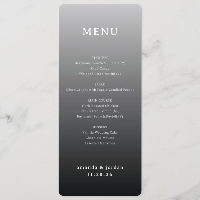 Elegant Gray Minimalist Menu (Frente)