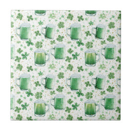 Elegant Green Beer Mugs and Shamrocks White