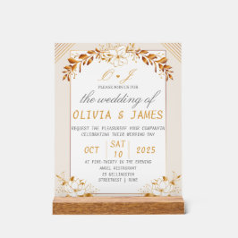 Elegant Green & Gold Acrylic Welcome Sign