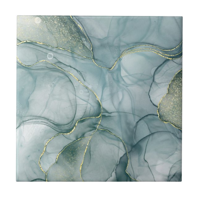 Elegant Green Marble Pattern Ceramic Tile (Frente)