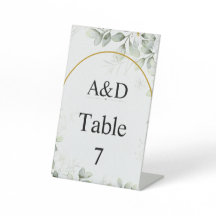 Elegant Green & White Floral Table Number