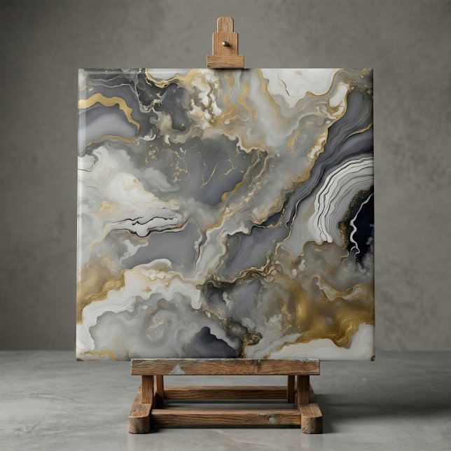 Elegant Grey and Gold Liquid Marble Agate (Criador carregado)