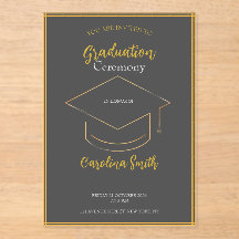 Elegant Grey & Gold Graduation Invitation