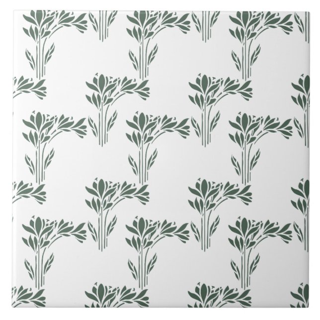 Elegant Grey-Green Botanical Pattern  (Frente)