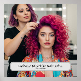 Elegant Hair Salon Custom Name Poster